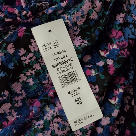 MSK Blue Lavendar Floral Print Dress - Picture 2 of 3